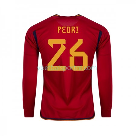 Spanje PEDRI 26 Thuis Shirt World Cup 2022 L/S